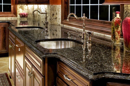 granite kitchen countertops black