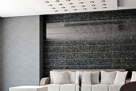granite wall design living room black